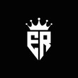ER logo monogram emblem style with crown shape design template
