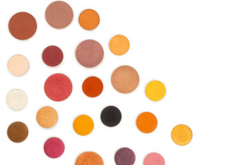 Wall Mural - Round multicolored make up eyeshadows isolated on white.