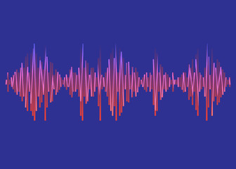 Poster - Digital audio concept of music technology wave logo. Colorful pulse music player equalizer background. Trend neon wave lines, design elements