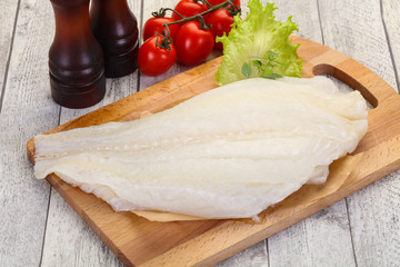 Raw halibut fillet