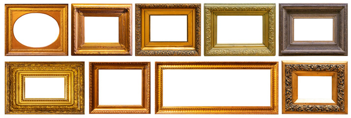 Set of frame frames picture gold silver tree.