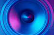 © Lazy_Bear - Sound audio speaker with neon lights. Dynamic monitor close up. Creative backgroound