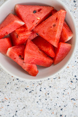 Wall Mural - sliced fruit on bowl, red watermalon.