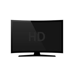Poster - hd realistic tv screen. modern flat screen tv. vector illustration of black blank tv layout on white