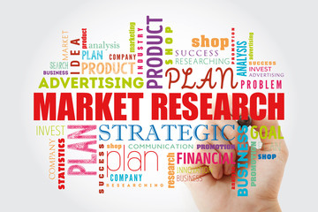 Poster - Market research word cloud collage, business concept background