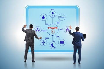 Wall Mural - Energy mix concept with businessman