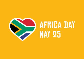 Wall Mural - Africa Day with South Africa flag heart vector. The flag of South Africa icon. Flag of South Africa in Heart shape vector. Africa Day Poster, May 25. Important day