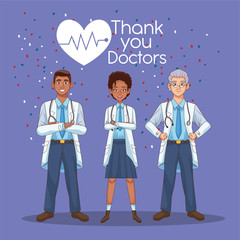 Wall Mural - interracial professionals doctors staff avatars characters