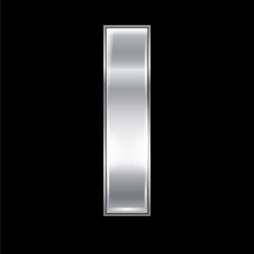 New font folded from a silver metallic ribbon. Trendy roman alphabet, gray vector letter I on a black background, 10eps