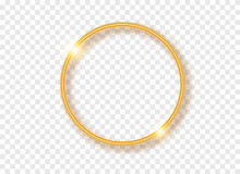 Golden Round Frame With Shadows Isolated On Transparent Background
