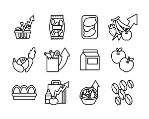 Poster - bundle of commodity basket icons