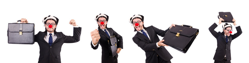 Poster - Funny clown businessman isolated on the white background