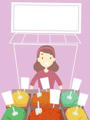 Wall Mural - Girl Arab Spices Store Marketplace Illustration