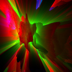 Poster - Abstract 3D explosion illustration. Colorful graphic design. Digital art. Creative  background.