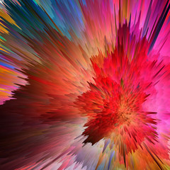 Poster - Abstract 3D explosion illustration. Colorful graphic design. Digital art. Creative  background.