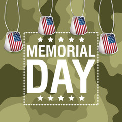 Wall Mural - Memorial Day celebration with usa flags in medals camouflage background