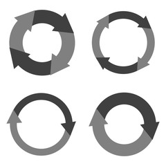 Poster - Four circles with arrows in black and gray. The idea of a circular motion with a variegated design. Arrows with a unique design and idea. Vector graphics. Stock Photo.