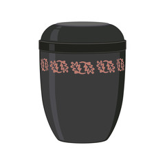 Urn for ashes. Symbols for the funeral service. Vector illustration.