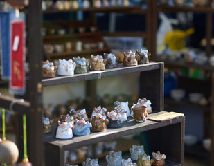 Figures in a japanese street market