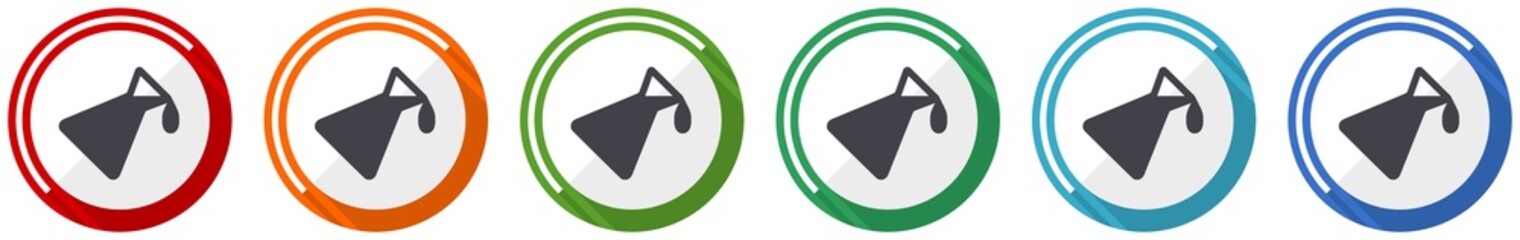 Aufkleber - Chemistry icon set, flat design vector illustration in 6 colors options for webdesign and mobile applications