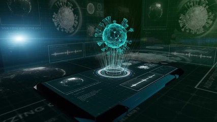 futuristic hud head up display screen. hologram, holographic virus scanning. healthcare and medical 
