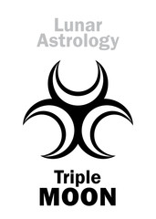 Wall Mural - Astrology Alphabet: Triple MOON. Mystical symbol of Three-faced Goddess of The Moon. Emblem of Lunar Magic, Sorcery and Wizardry. Astrological character, hieroglyphic sign, mystical symbol.