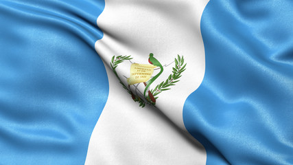 Wall Mural - 3D illustration of the flag of Guatemala waving in the wind.