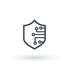 cyber security icon design, vector illustration graphic Security logo Artificial Intelligence Shield icon speed internet technology.
