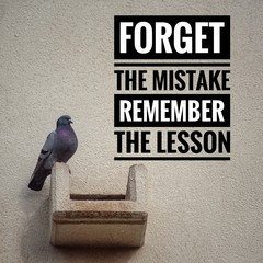 Wall Mural - Motivational and inspirational quote - Forget the mistake remember the lesson.