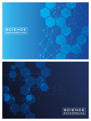 Wall Mural - two blues colors science backgrounds with lines structures