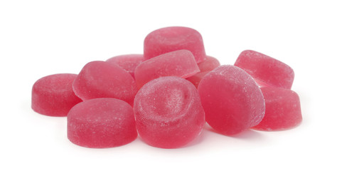 fruit candies isolated on white background.