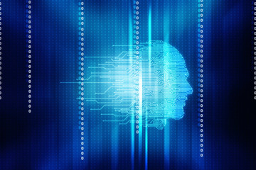 Poster - 2d illustration digital Artificial mind concept
