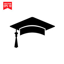 Graduation Cap And Diploma Icon Symbol Flat Vector Illustration For Graphic And Web Design.