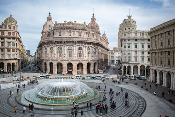 fountain in the center of  genoa italy