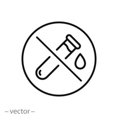Wall Mural - no preservative icon, chemical and toxic free, product clean test, thin line web symbol on white bac