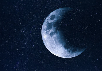 Wall Mural - amazing space, sky with stars and moon during eclipse, background