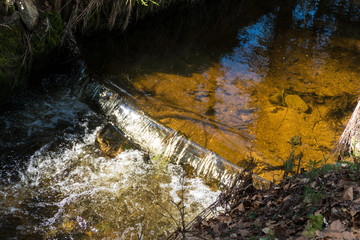 historical Schwarzenberg canal transportatino water way  in Sumava wood