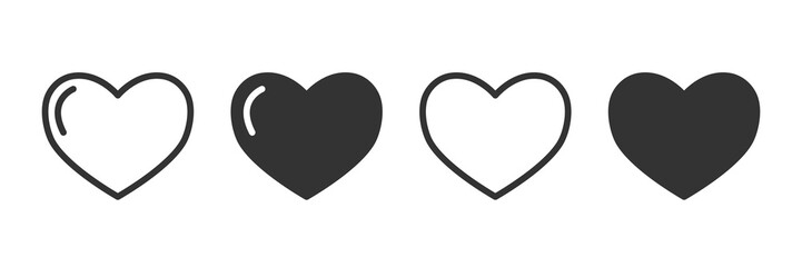 Poster - Heart icons in four different versions in a flat design
