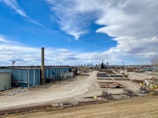 Wall Mural - Calgary skyline in the distance with industrial park in the foreground