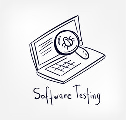 software testing concept vector clip art line sketch illustration