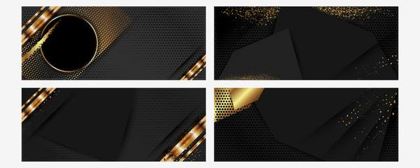 black and gold templates set for designe applications. golden abstract modern vector stock backgroun