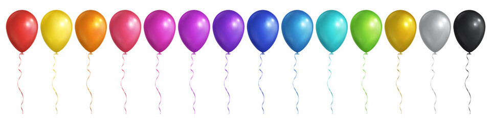 Balloon, different colors, big realistic set. Vector EPS 10.