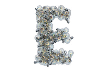 Leinwandbilder - Letter E from light bulbs, 3D rendering