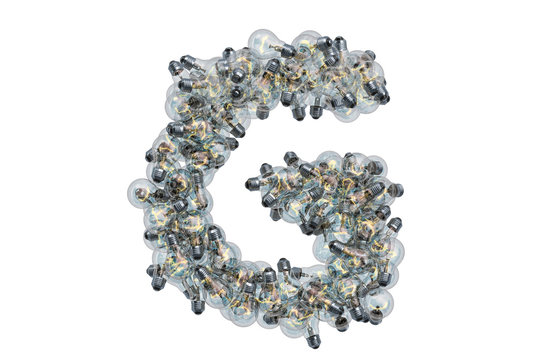 Letter G from light bulbs, 3D rendering