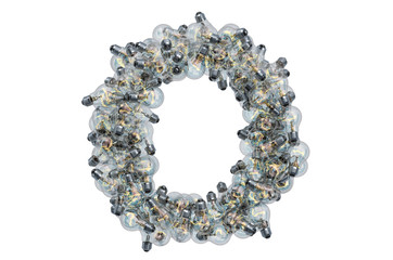 Leinwandbilder - Letter O from light bulbs, 3D rendering