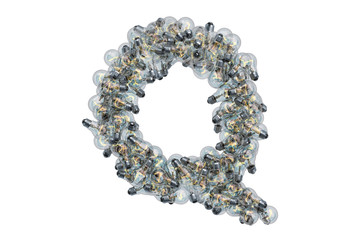 Leinwandbilder - Letter Q from light bulbs, 3D rendering