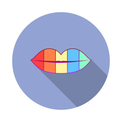 Aufkleber - Lips, rainbow, pried long shadow icon. Simple color vector of World pride day icons for ui and ux, website or mobile application