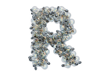 Leinwandbilder - Letter R from light bulbs, 3D rendering