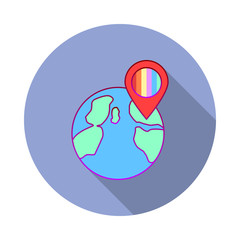 Aufkleber - Globe, location, pride long shadow icon. Simple color vector of World pride day icons for ui and ux, website or mobile application