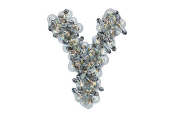 Leinwandbilder - Letter Y from light bulbs, 3D rendering